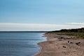 Lake Superior beach at Wisconsin Point on sunny autumn afternoon Royalty Free Stock Photo