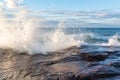 Lake Superior Crashing Wave in the Upper Peninsula of Michigan Royalty Free Stock Photo