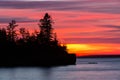 Lake Superior Fiery Sunset Silhouette