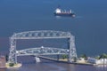 Lake Superior Lift Bridge and Ship Royalty Free Stock Photo