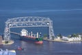 Lake Superior Lift Bridge and Ship Royalty Free Stock Photo