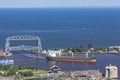 Lake Superior Lift Bridge and Ship Royalty Free Stock Photo