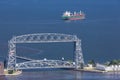 Lake Superior Lift Bridge and Ship Royalty Free Stock Photo