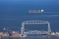 Lake Superior Lift Bridge and Ship Royalty Free Stock Photo