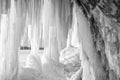 Lake Superior`s Grand Island Ice Cave and Curtain Royalty Free Stock Photo