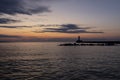 Lake Superior Breakwater Lighthouse At Sunrise Royalty Free Stock Photo