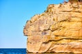 Lake Superior seen with face in rock at National Park Pictured Rocks in Michigan Royalty Free Stock Photo