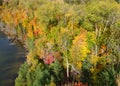 Lake superior shore with autumn trees in Michigan upper peninsula Royalty Free Stock Photo