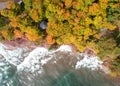 Lake superior shore with autumn trees in Michigan upper peninsula Royalty Free Stock Photo