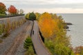 Lake Superior shoreline in Duluth Minnesota on a cloudy autumn day Royalty Free Stock Photo