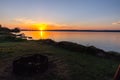 Lake Superior Sunrise Over A Michigan Beach Royalty Free Stock Photo