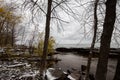 Lake Superior in winter. View from Union Bay Campground Porcupine Mountains Wilderness State Park Michigan. Royalty Free Stock Photo