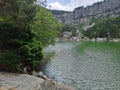 Lake surounded by mountines