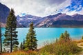 Bow Lake in Rocky Mountains of Canada Royalty Free Stock Photo