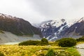 Lake Surrounded by Snowy Mountains, Southern Alps, New Zealand Royalty Free Stock Photo