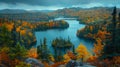 A lake surrounded by trees and mountains in the fall Royalty Free Stock Photo