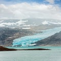 Lake Svartisvatnet and cloudy view to Svartisen Glacier Meloy, Norway Royalty Free Stock Photo