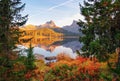 Lake Svetloye in Ergaki among the taiga rocks autumn