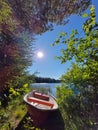 Lake sweden rowing boat summer sun blue skies Royalty Free Stock Photo