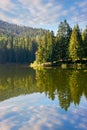 lake of synevyr national park at sunrise Royalty Free Stock Photo