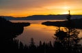 Lake Tahoe California Orange Sunrise over Emerald Bay Royalty Free Stock Photo