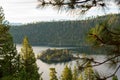 Lake Tahoe Fannette Island Framed by Trees Royalty Free Stock Photo