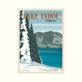 lake tahoe national park vintage poster vector background illustration design Royalty Free Stock Photo