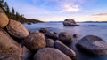 Lake Tahoe`s Bonsai Rock at Sunset Royalty Free Stock Photo