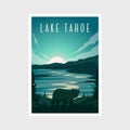Lake Tahoe scenery poster vector illustration design, lake and bear poster Royalty Free Stock Photo