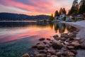 lake tahoe sunset lake tahoe california usa Royalty Free Stock Photo