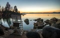 lake tahoe sunset landscape nevada side Royalty Free Stock Photo