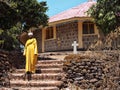 LAKE TANA, ETIOPIE, APRIL 21th.2019, Monks at Tana Haik Eysus United monastery,April 21th. 2019, Lake Tana, Etiopia Royalty Free Stock Photo