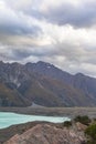 Lake Tasman and the cliffs of the Southern Alps. South Island, New Zealand