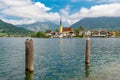 Lake Tegernsee, Rottach-Egern. View of the lake and church Royalty Free Stock Photo