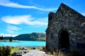 Lake Tekapo and The Church of Good Shepard. Royalty Free Stock Photo