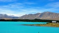 Lake Tekapo and The Church of Good Shepard. Royalty Free Stock Photo