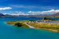 Lake Tekapo and Church of the Good Shepherd, South Island, New Zealand Royalty Free Stock Photo