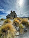 Lake Tekapo Church in New Zealand, a scenic destination attracting tourists with its stunning architecture Royalty Free Stock Photo