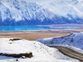 Lake Tekapo from the end of Lilybank Road in winter, South Island, New Zealand Royalty Free Stock Photo