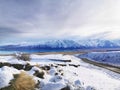 Lake Tekapo from the end of Lilybank Road in winter, South Island, New Zealand Royalty Free Stock Photo