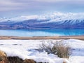 Lake Tekapo from Rural Lilybank Road in winter, South Island, New Zealand Royalty Free Stock Photo