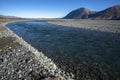 Lake Tekapo shore landscape scene Royalty Free Stock Photo