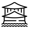 Lake temple icon outline vector. Japan kyoto