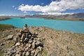 Lake Tepako cairn Royalty Free Stock Photo