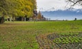 Lake Thun in the Swiss town of Thun. Alps mountains. Thunersee Royalty Free Stock Photo