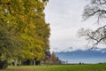 Lake Thun in the Swiss town of Thun. Alps mountains. Thunersee Royalty Free Stock Photo