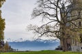 Lake Thun in the Swiss town of Thun. Alps mountains. Thunersee Royalty Free Stock Photo