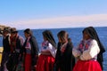 Lake Titicaca Peru/15th September 2013/ Local men in western sty