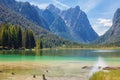 Lake Toblach Royalty Free Stock Photo