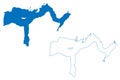 Lake Todos los Santos South America, Republic of Chile map vector illustration, scribble sketch map
